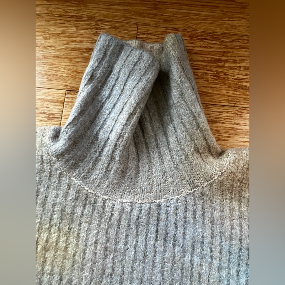 Blue and yellow Holzweiler turtle neck knit sweater with large label patch - Picture 2 of 11